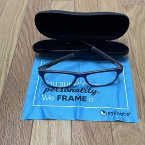 Eyebobs Lil Woody Matte Navy Front and Temples Eyeglass Frames